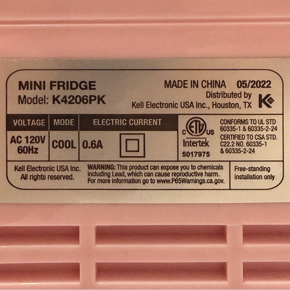 Compact Pink Mini Fridge - Picture 5 of 5